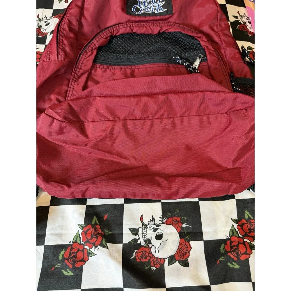 Vintage Wolf Creek Backpack Red Black School Travel Bag‎ 16x20